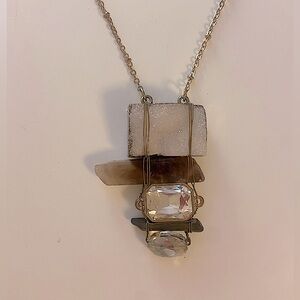 Boho Necklace Stone Wire Beads Neutral